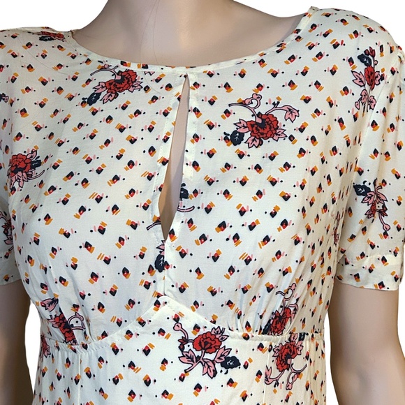 ModCloth Dress Keyhole Story A Line Floral Empire Waist Rayon Vintage Inspired - Picture 10 of 16